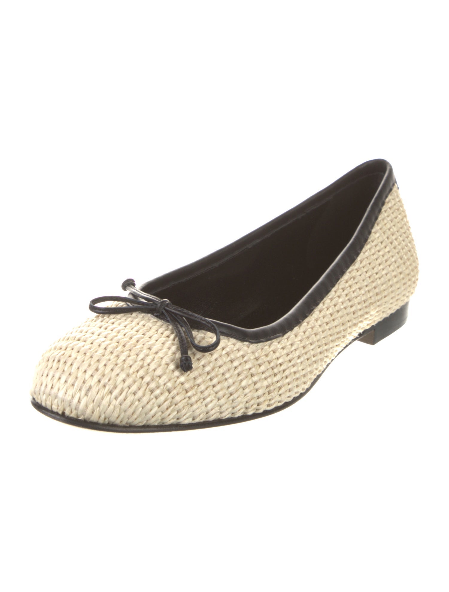 Manolo Blahnik Straw Colorblock Pattern Ballet Flats
