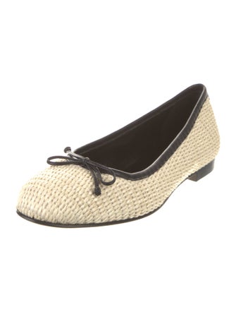 Manolo Blahnik Straw Colorblock Pattern Ballet Flats