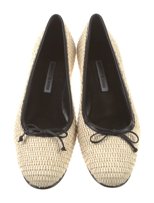 Manolo Blahnik Straw Colorblock Pattern Ballet Flats