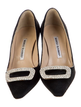 Manolo Blahnik Ponyhair Crystal Embellishments Pumps