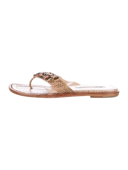 Manolo Blahnik Snakeskin Animal Print Slides