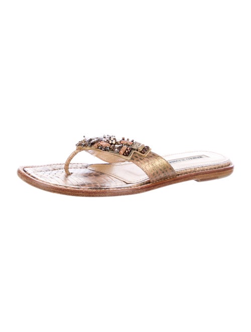 Manolo Blahnik Snakeskin Animal Print Slides