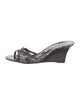 Manolo Blahnik Leather Animal Print Slides