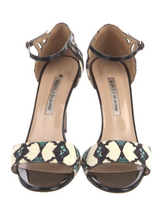 Manolo Blahnik Snakeskin Animal Print Sandals