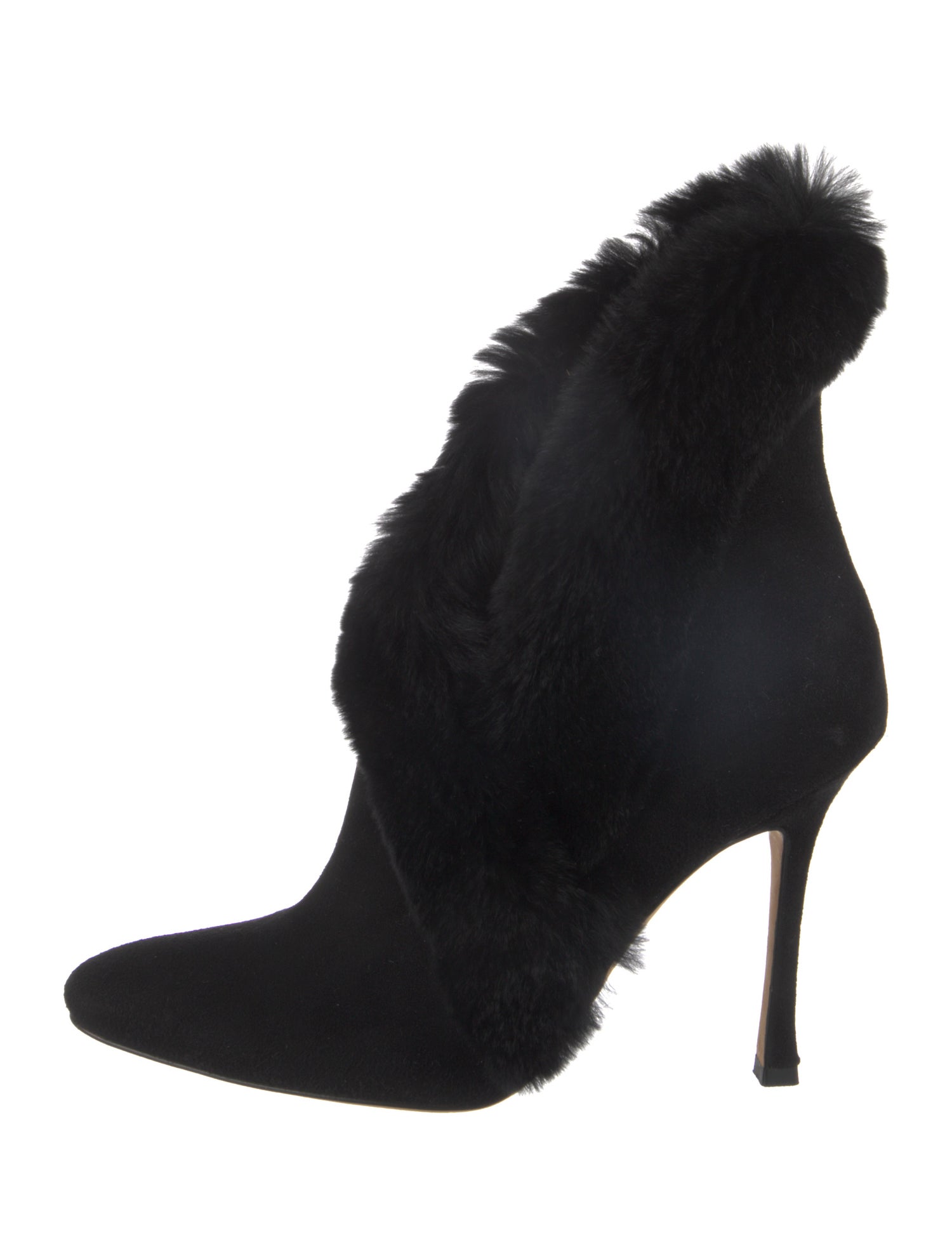 Manolo Blahnik Suede Fur Trim Snow Boots
