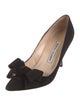 Manolo Blahnik Suede Bow Accents Pumps