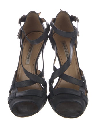 Manolo Blahnik Leather Cutout Accent Sandals