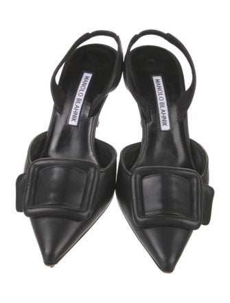 Manolo Blahnik Leather Slingback Pumps