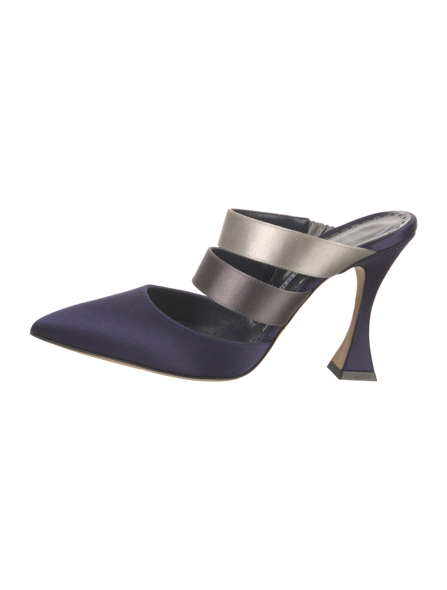 Manolo Blahnik Satin Colorblock Pattern Mules w/ Tags