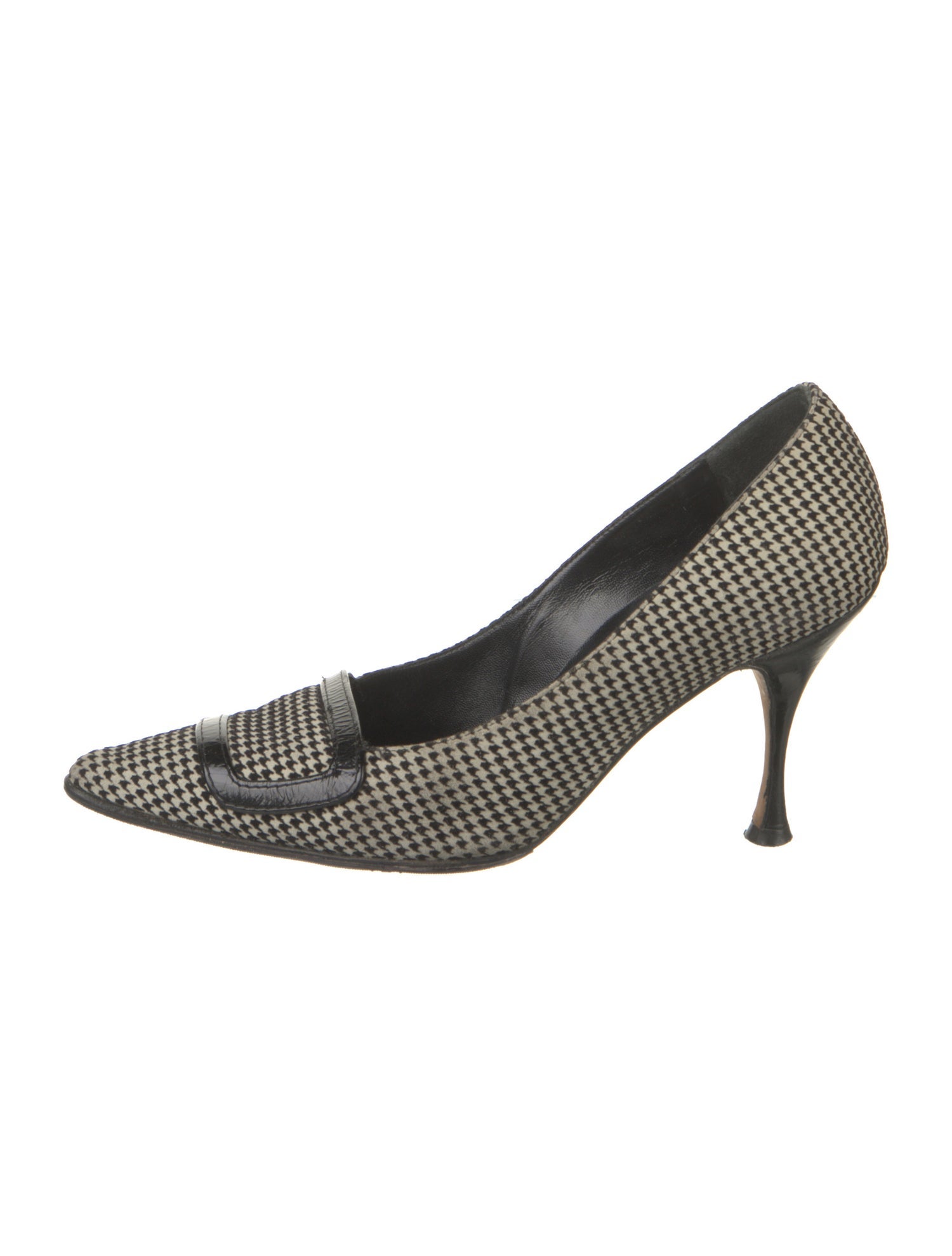 Manolo Blahnik Houndstooth Print Crystal Embellishments Pumps