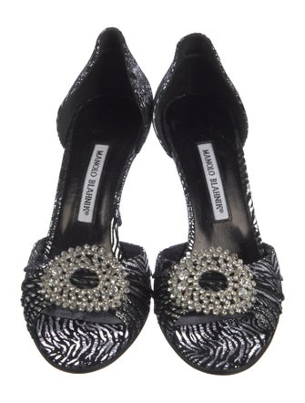 Manolo Blahnik Leather Animal Print Sandals