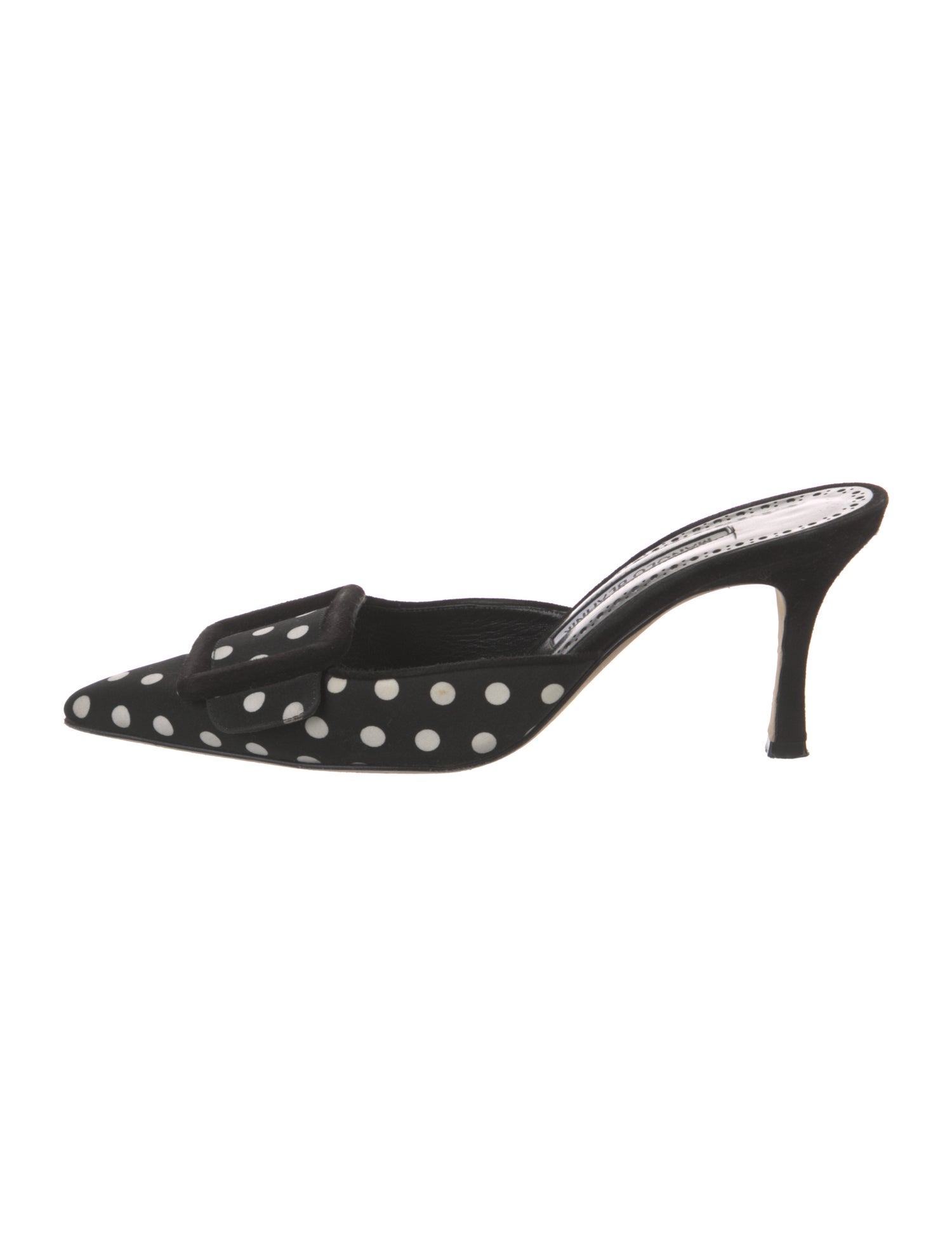 Manolo Blahnik Suede Polka Dot Print Mules