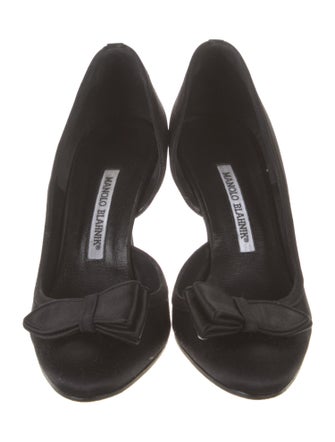 Manolo Blahnik Satin Bow Accents D'Orsay Pumps