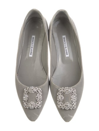 Manolo Blahnik Velvet Crystal Embellishments Flats