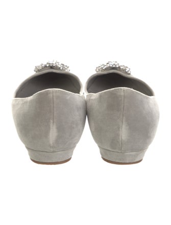 Manolo Blahnik Velvet Crystal Embellishments Flats
