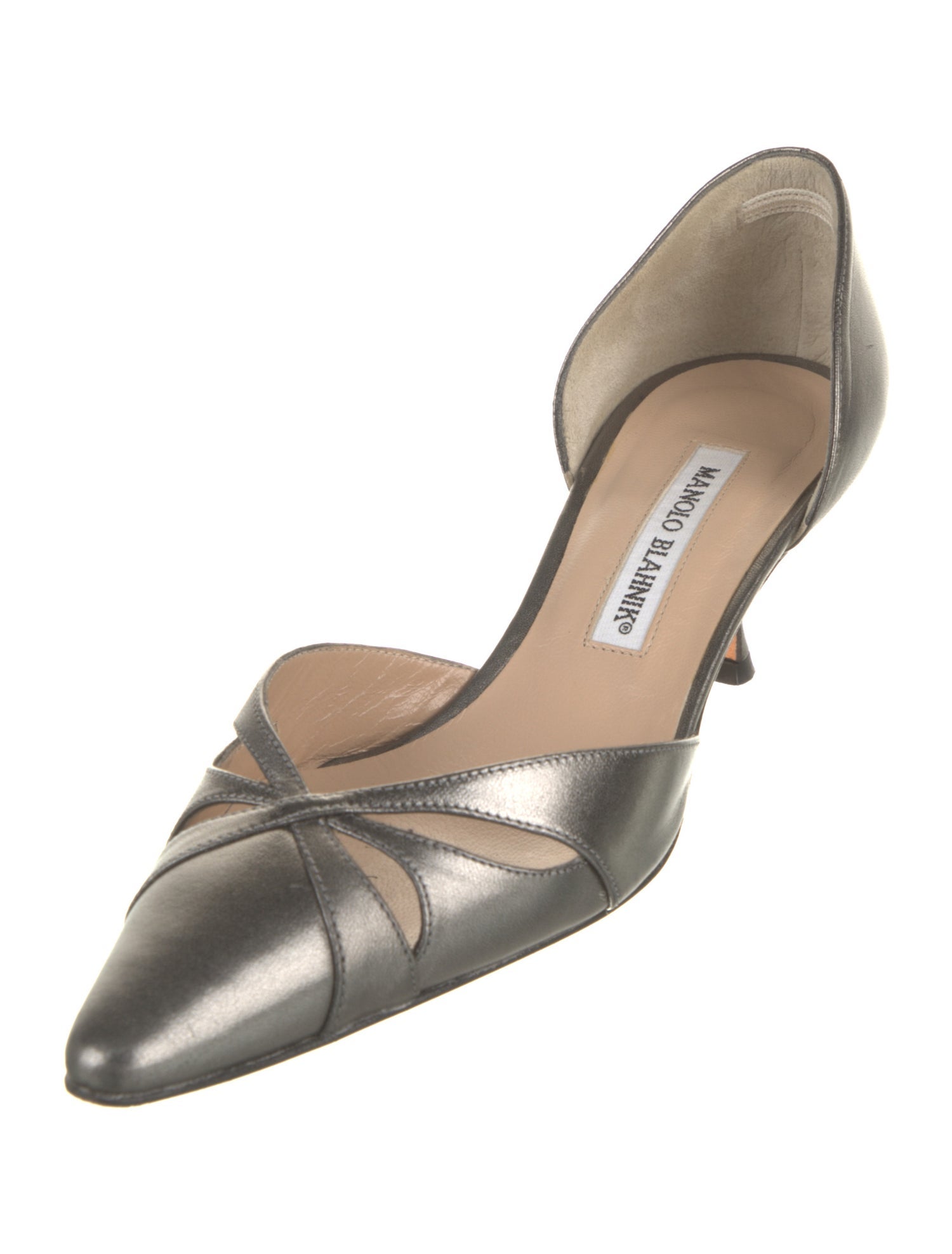 Manolo Blahnik Leather Cutout Accent D'Orsay Pumps