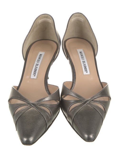 Manolo Blahnik Leather Cutout Accent D'Orsay Pumps