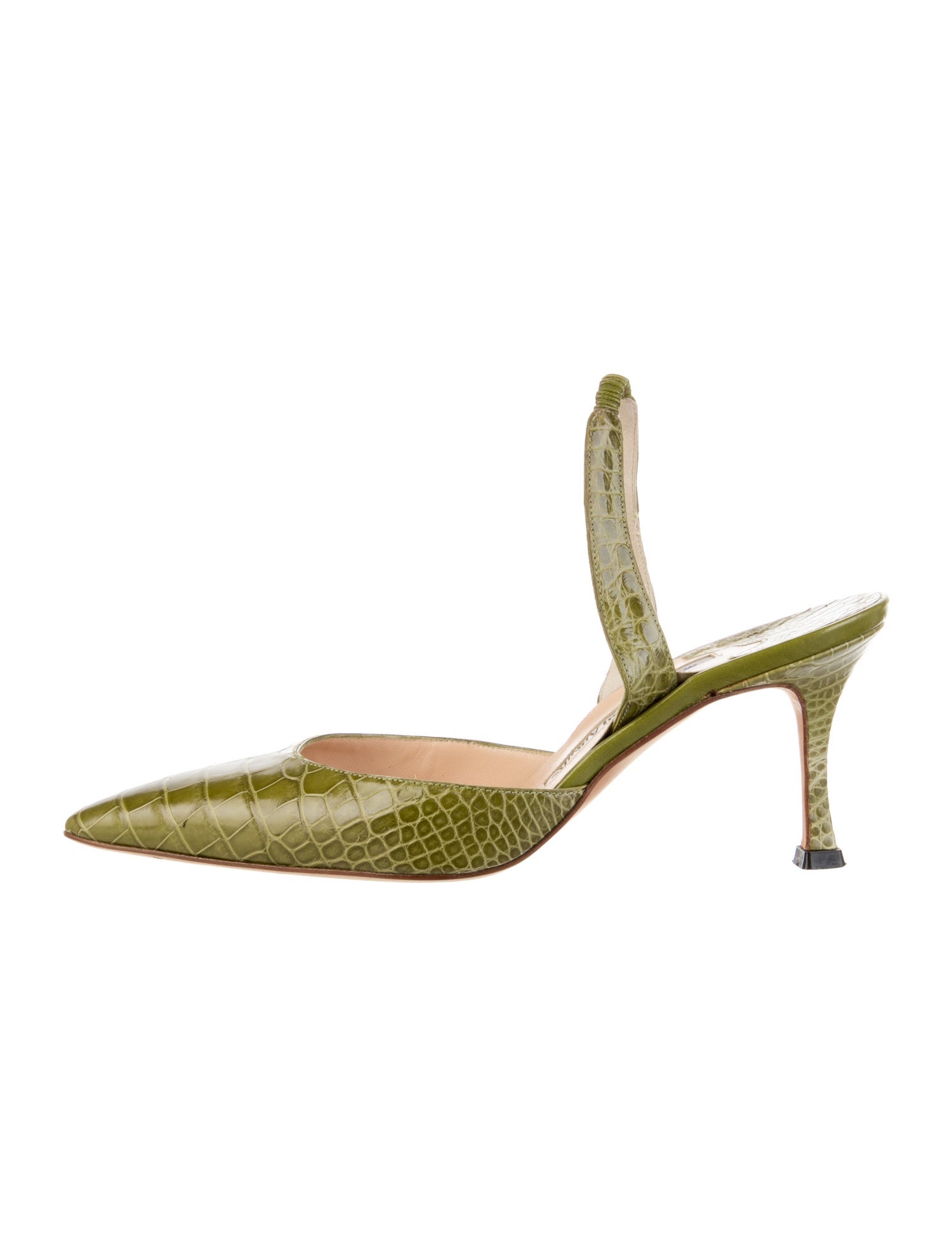 Manolo Blahnik Leather Animal Print Mules