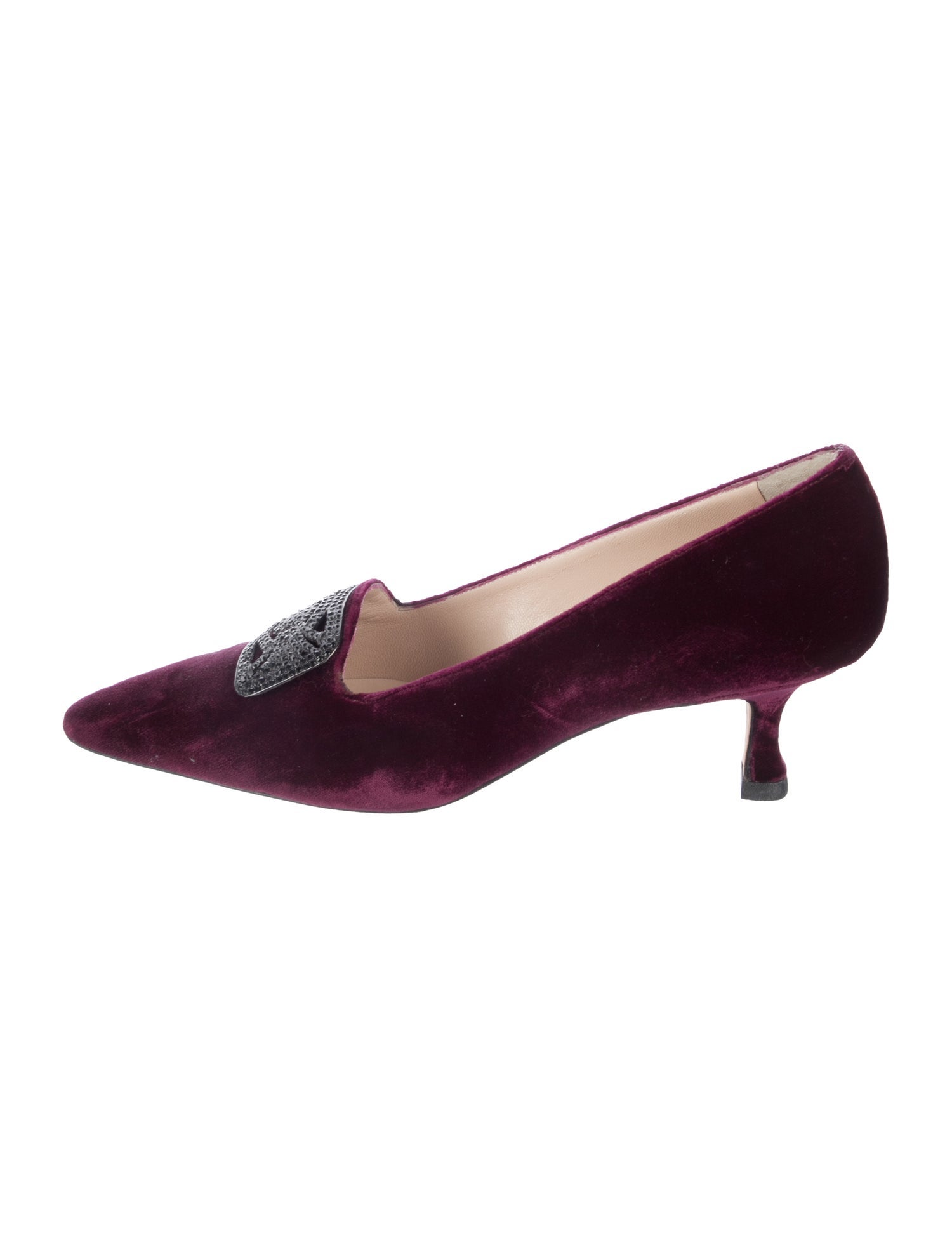 Manolo Blahnik Velvet Crystal Embellishments Pumps