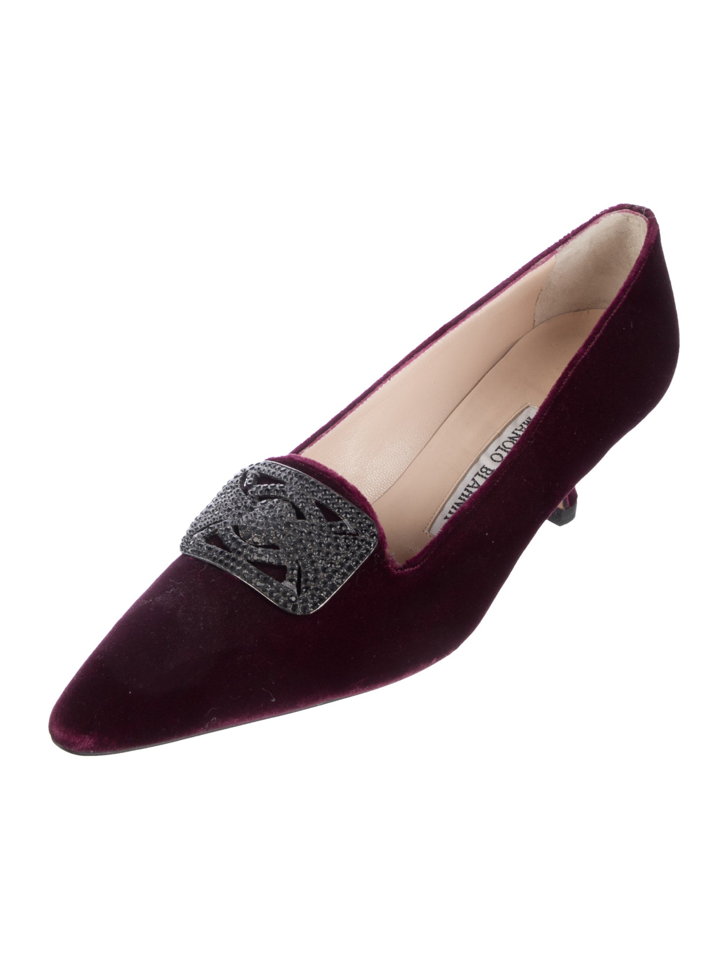 Manolo Blahnik Velvet Crystal Embellishments Pumps