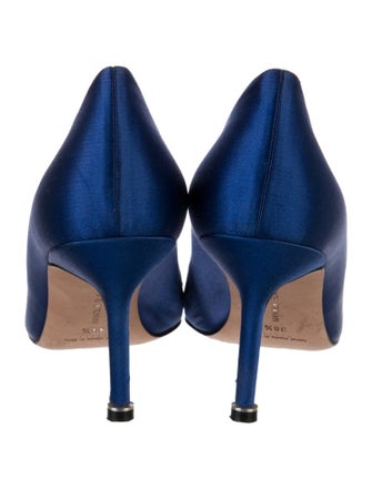 Manolo Blahnik Satin Crystal Embellishments Pumps