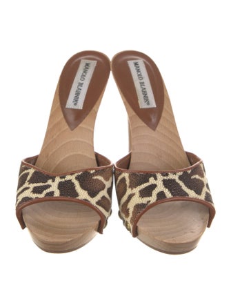 Manolo Blahnik Animal Print Slides