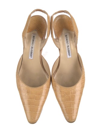 Manolo Blahnik Embossed Leather Slingback Pumps