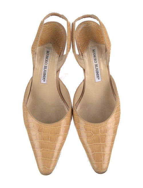 Manolo Blahnik Embossed Leather Slingback Pumps