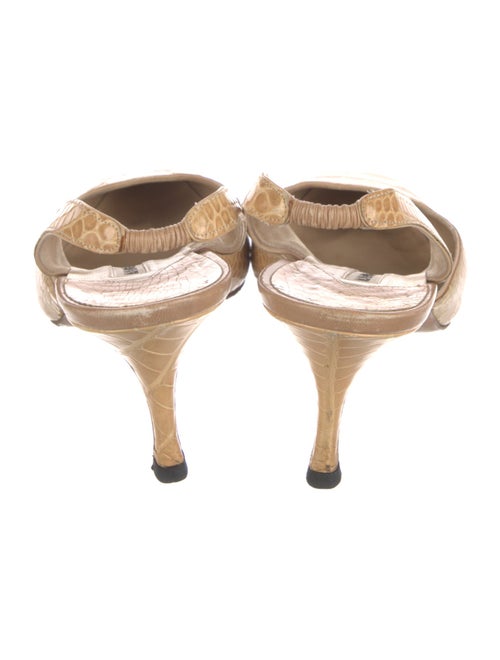 Manolo Blahnik Embossed Leather Slingback Pumps