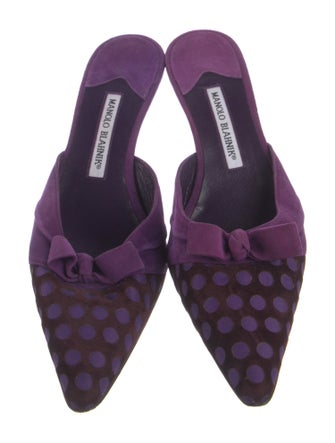 Manolo Blahnik Suede Printed Mules