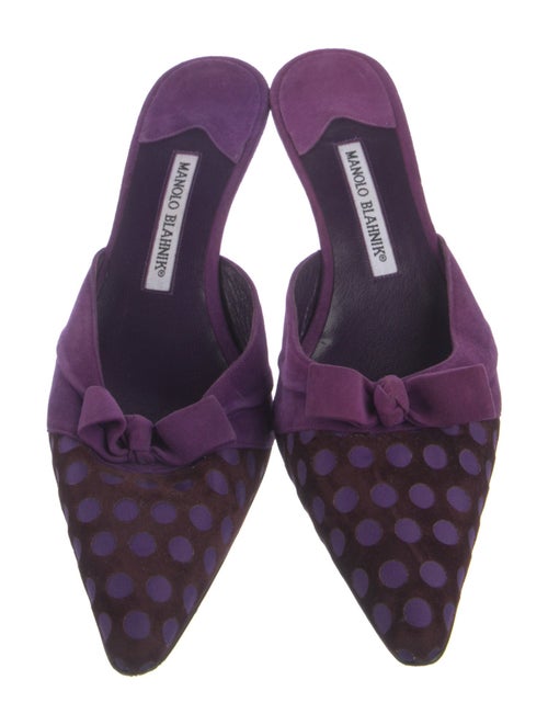 Manolo Blahnik Suede Printed Mules