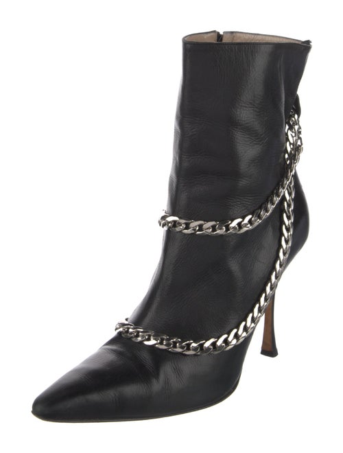Manolo Blahnik Leather Chain-Link Accents Boots