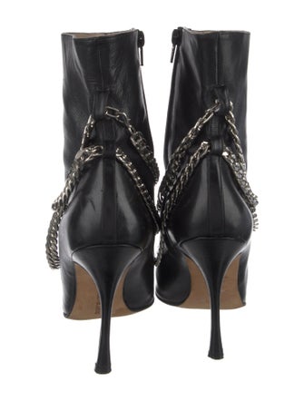Manolo Blahnik Leather Chain-Link Accents Boots