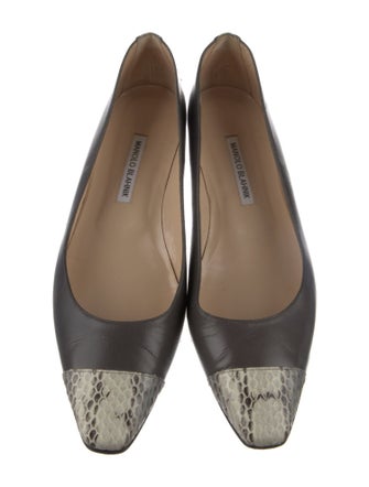 Manolo Blahnik Leather Crystal Embellishments Flats