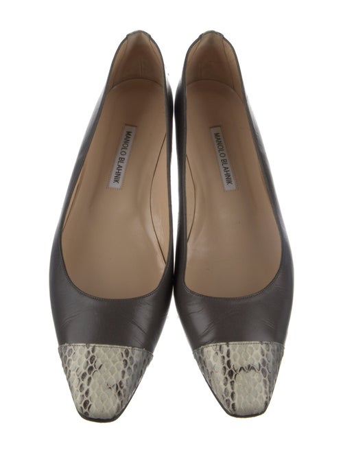 Manolo Blahnik Leather Crystal Embellishments Flats