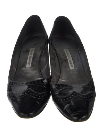 Manolo Blahnik Patent Leather Lasercut Accents Pumps