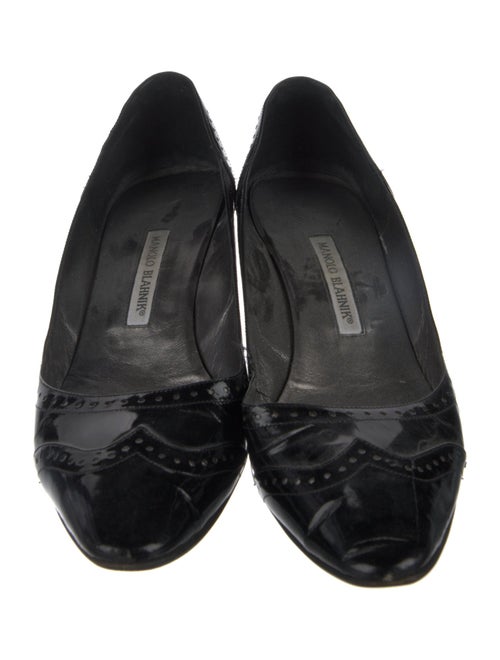 Manolo Blahnik Patent Leather Lasercut Accents Pumps