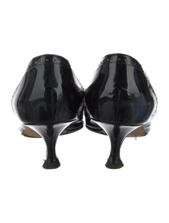 Manolo Blahnik Patent Leather Lasercut Accents Pumps