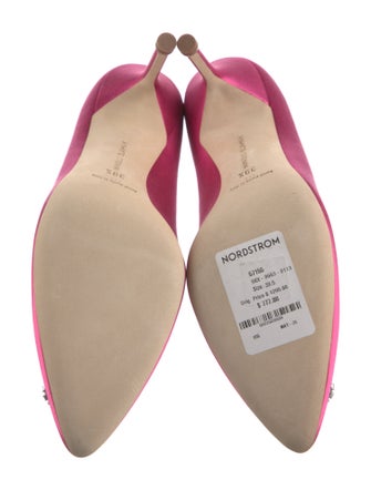 Manolo Blahnik Satin Crystal Embellishments Pumps