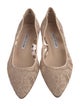 Manolo Blahnik Lace Crystal Embellishments Ballet Flats