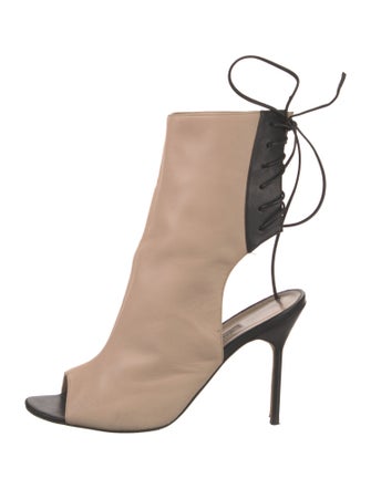 Manolo Blahnik Leather Colorblock Pattern Boots