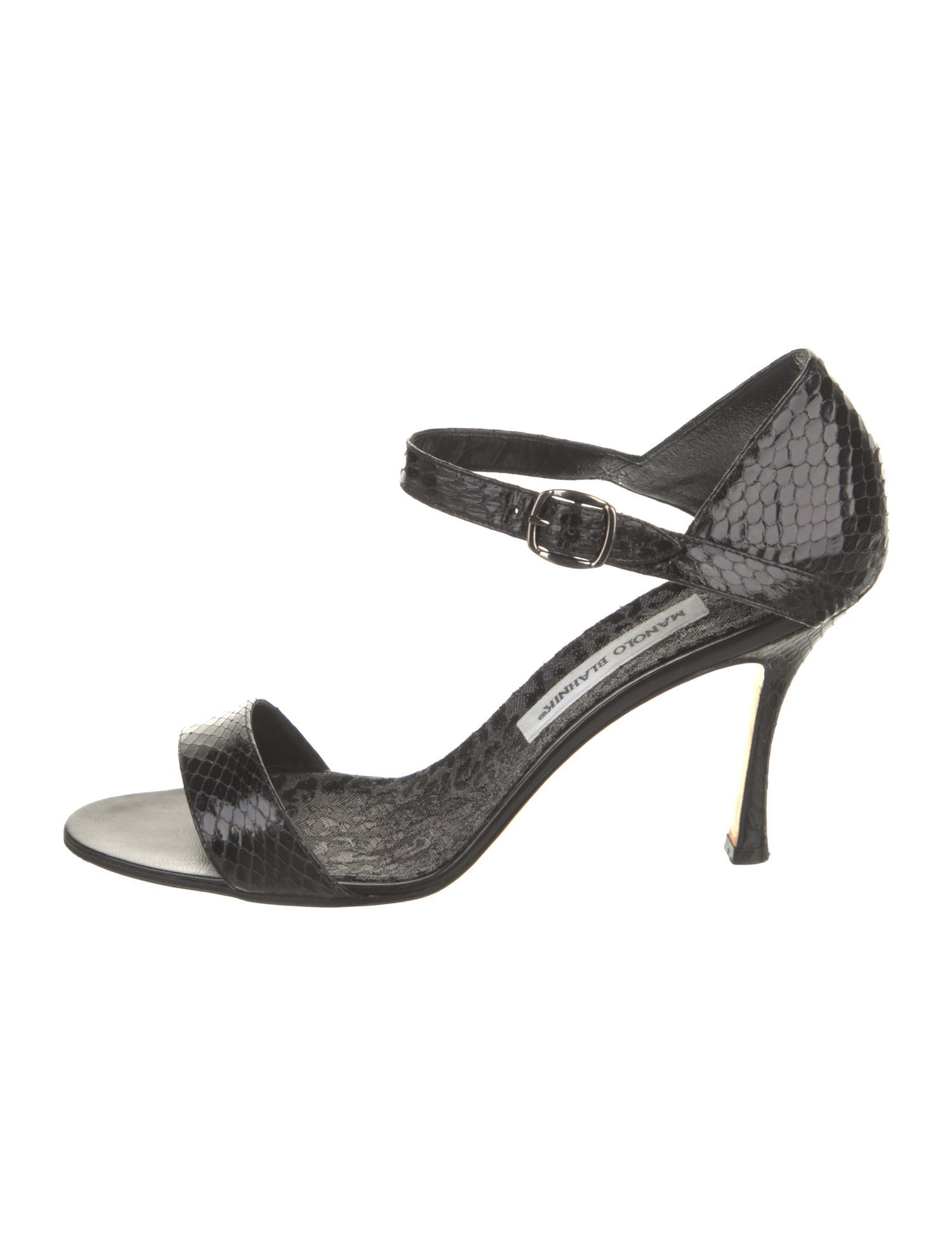 Manolo Blahnik Snakeskin Animal Print T-Strap Sandals