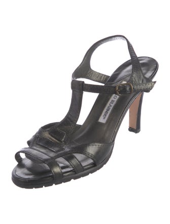 Manolo Blahnik Leather T-Strap Pumps