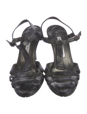 Manolo Blahnik Leather T-Strap Pumps