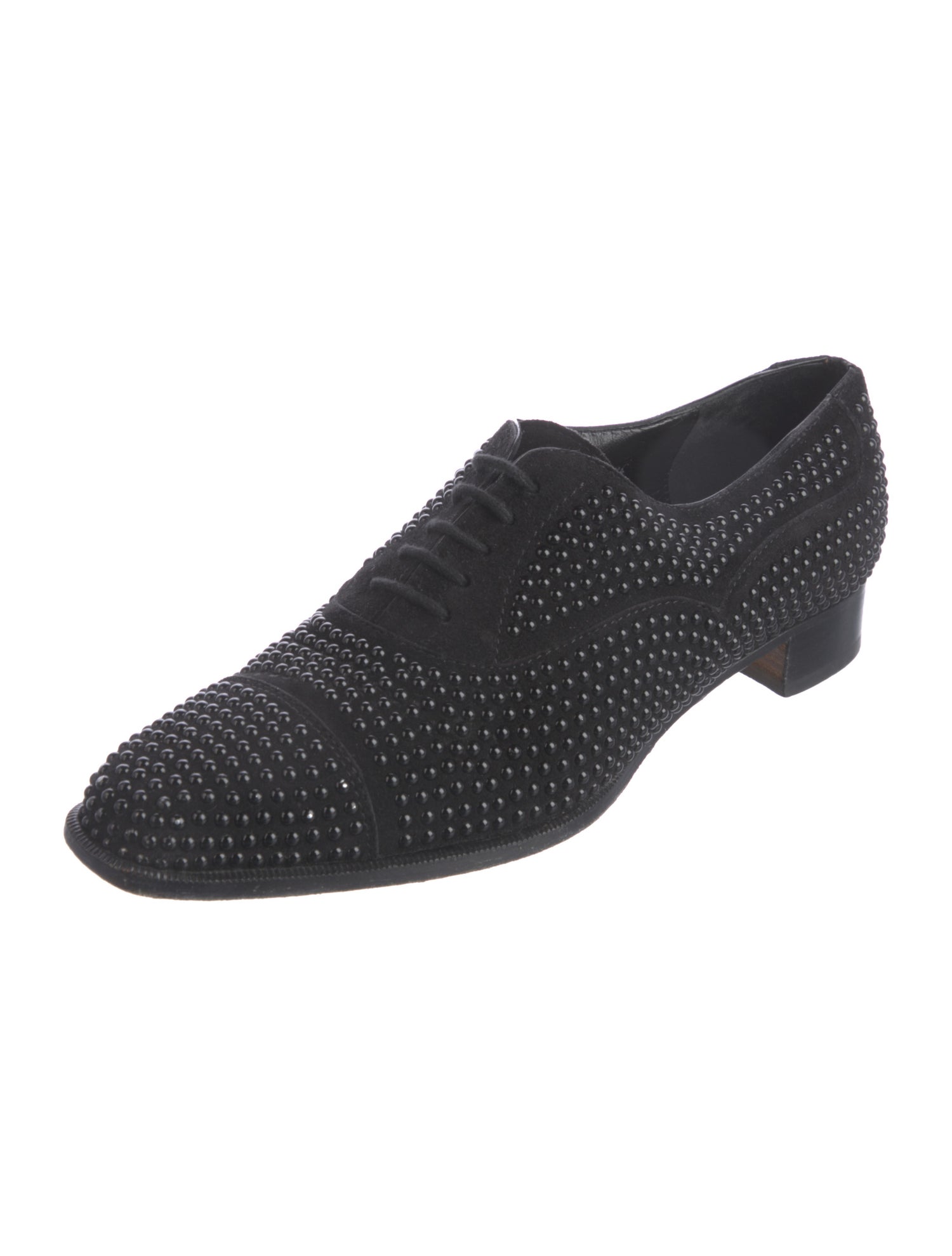 Manolo Blahnik Suede Beaded Accents Oxfords