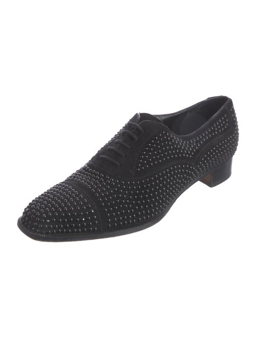 Manolo Blahnik Suede Beaded Accents Oxfords