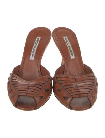 Manolo Blahnik Leather Slides