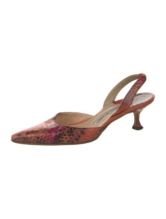 Manolo Blahnik Snakeskin Animal Print Slingback Pumps