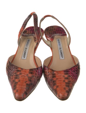 Manolo Blahnik Snakeskin Animal Print Slingback Pumps