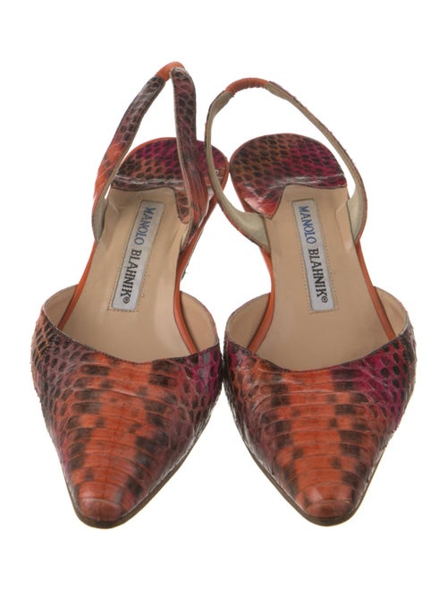Manolo Blahnik Snakeskin Animal Print Slingback Pumps